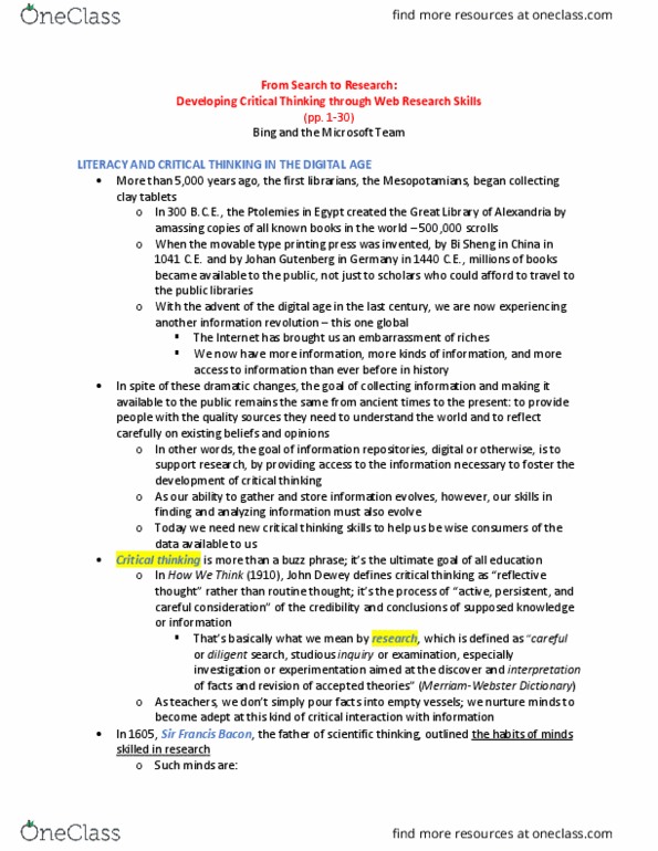 EDUC 30 Chapter Notes - Chapter Bing and the Microsoft Education Team: Microsoft Onenote, Microsoft Academic Search, Bing thumbnail